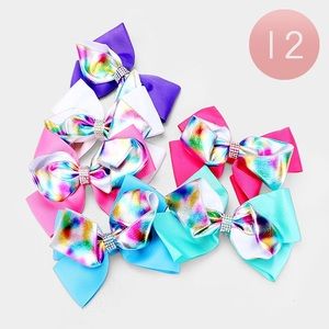 Layered Shimmery Blur Dot Pattern Hair Bow Clips